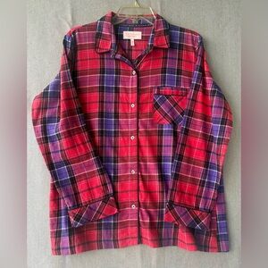 Victoria's Secret Red and Purple Plaid Button-Front Pajama Shirt